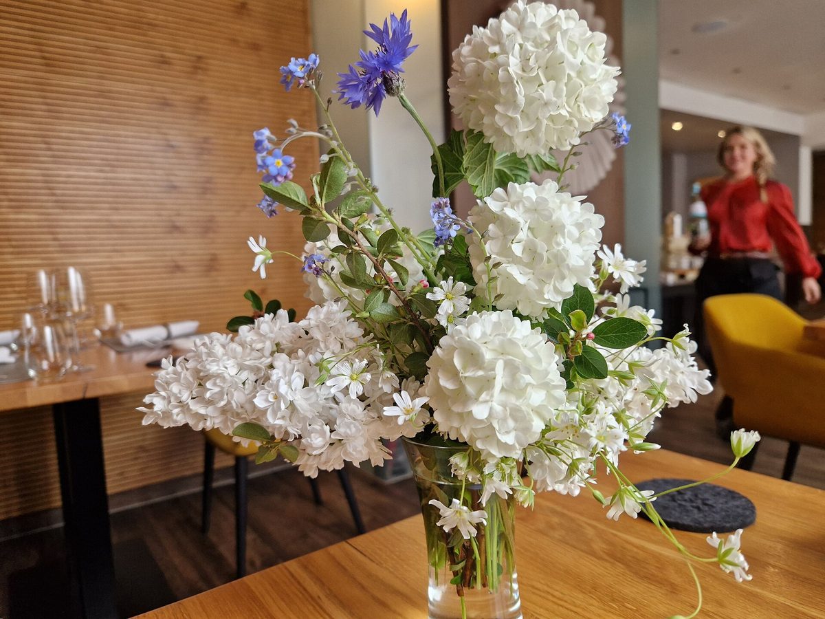 Hydrangea & Delphinium Centerpiece