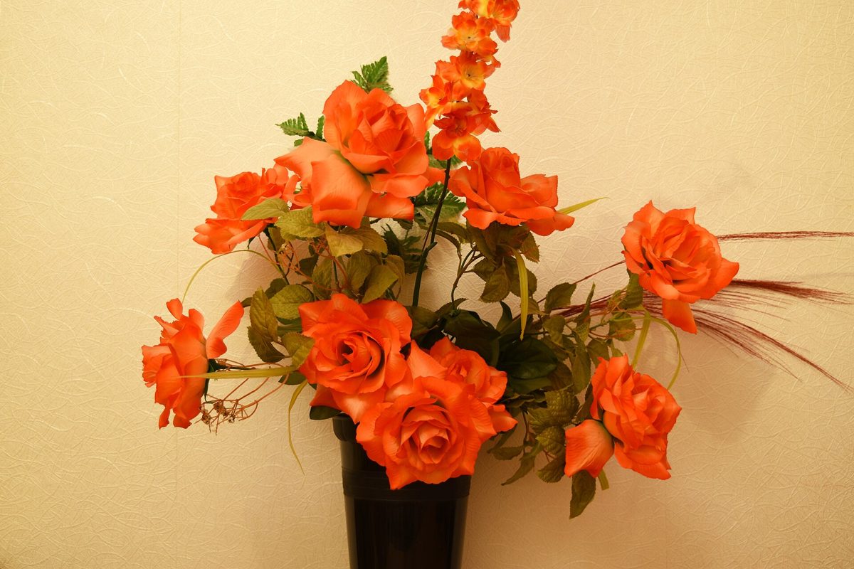 Orange Roses in a Vase